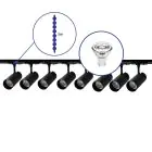 Bright Choice Ensemble complet Rail Monophasé Rail 3 Mètre Noir | incl. 8x Spot + GU10 2700K 3W Dimmable + Embout, Connecteur d’Alimentation et I-Connecteur