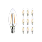 Lot 10x LED E14 Bougie Filament Claire 2.5W 250lm - 827 | Remplacement 25W